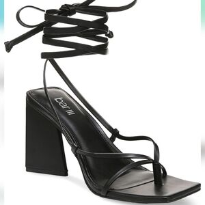 Bar III Heels Womens 9.5‎ Black Strappy Lace Up Ankle Sexy Dressy Chunky Shoes